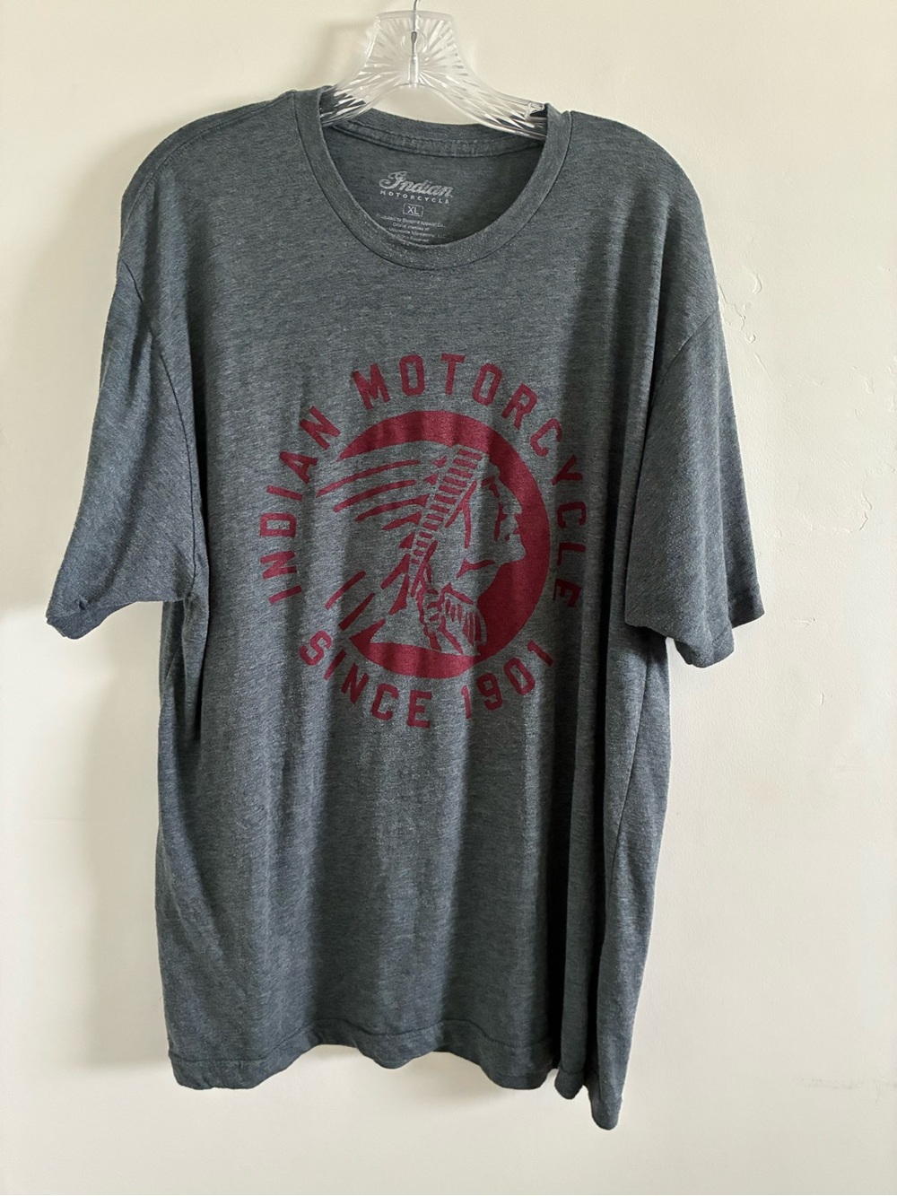 Indian Motorcycle Gray Short Sleeve Tee with Red Logo